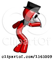 Poster, Art Print Of Red Plague Doctor Man Sneaking While Reaching For Something