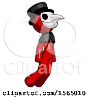 Poster, Art Print Of Red Plague Doctor Man Floating Through Air Right