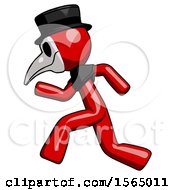 Poster, Art Print Of Red Plague Doctor Man Running Fast Left