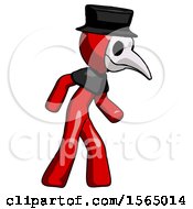 Red Plague Doctor Man Suspense Action Pose Facing Right