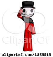 Poster, Art Print Of Red Plague Doctor Man Soldier Salute Pose