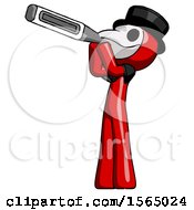 Poster, Art Print Of Red Plague Doctor Man Thermometer In Mouth