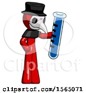 Poster, Art Print Of Red Plague Doctor Man Holding Large Test Tube