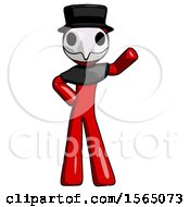 Poster, Art Print Of Red Plague Doctor Man Waving Left Arm With Hand On Hip