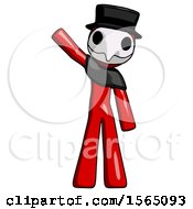 Poster, Art Print Of Red Plague Doctor Man Waving Emphatically With Right Arm