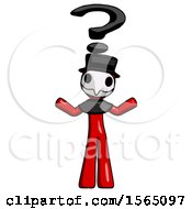 Poster, Art Print Of Red Plague Doctor Man With Question Mark Above Head Confused