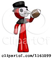 Poster, Art Print Of Red Plague Doctor Man Holding Football Up