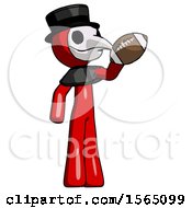 Red Plague Doctor Man Holding Football Up