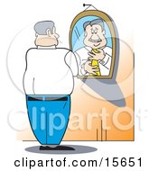 Poster, Art Print Of Businessman Putting A Tie On While Standing In Front Of A Mirror