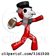 Poster, Art Print Of Red Plague Doctor Man Throwing Football