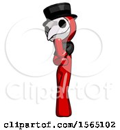 Poster, Art Print Of Red Plague Doctor Man Thinking Wondering Or Pondering