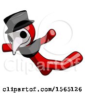 Poster, Art Print Of Red Plague Doctor Man Skydiving Or Falling To Death