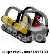 Poster, Art Print Of Red Plague Doctor Man Driving Amphibious Tracked Vehicle Top Angle View