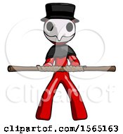 Poster, Art Print Of Red Plague Doctor Man Bo Staff Kung Fu Defense Pose