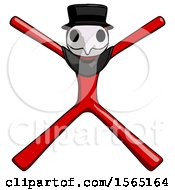 Poster, Art Print Of Red Plague Doctor Man With Arms And Legs Stretched Out