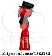 Poster, Art Print Of Red Plague Doctor Man Thinking Wondering Or Pondering Rear View