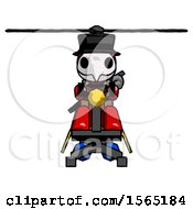Red Plague Doctor Man Flying In Gyrocopter Front View
