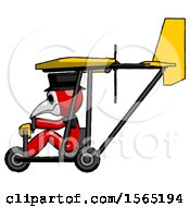 Poster, Art Print Of Red Plague Doctor Man In Ultralight Aircraft Side View