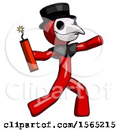 Poster, Art Print Of Red Plague Doctor Man Throwing Dynamite