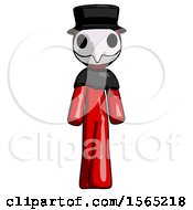 Red Plague Doctor Man Walking Front View