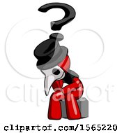Poster, Art Print Of Red Plague Doctor Man Thinker Question Mark Concept