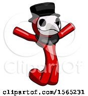 Poster, Art Print Of Red Plague Doctor Man Jumping Or Kneeling With Gladness