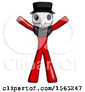 Poster, Art Print Of Red Plague Doctor Man Surprise Pose Arms And Legs Out