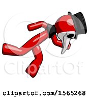 Poster, Art Print Of Red Plague Doctor Man Running While Falling Down