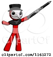 Poster, Art Print Of Red Plague Doctor Man Demonstrating That Indeed The Pen Is Mightier