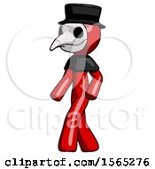 Poster, Art Print Of Red Plague Doctor Man Man Walking Turned Left Front View