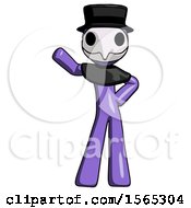 Poster, Art Print Of Purple Plague Doctor Man Waving Right Arm With Hand On Hip