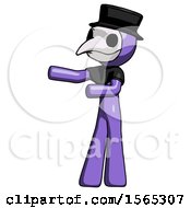 Purple Plague Doctor Man Presenting Something To His Right