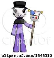 Poster, Art Print Of Purple Plague Doctor Man Holding Jester Staff