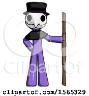 Poster, Art Print Of Purple Plague Doctor Man Holding Staff Or Bo Staff