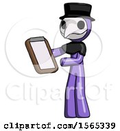 Poster, Art Print Of Purple Plague Doctor Man Reviewing Stuff On Clipboard