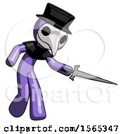 Poster, Art Print Of Purple Plague Doctor Man Sword Pose Stabbing Or Jabbing