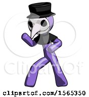 Purple Plague Doctor Man Martial Arts Defense Pose Left
