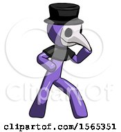 Poster, Art Print Of Purple Plague Doctor Man Martial Arts Defense Pose Right