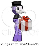 Purple Plague Doctor Man Giving A Present