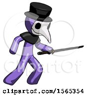 Poster, Art Print Of Purple Plague Doctor Man Stabbing With Ninja Sword Katana
