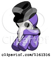 Purple Plague Doctor Man Sitting With Head Down Facing Angle Left