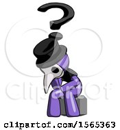 Poster, Art Print Of Purple Plague Doctor Man Thinker Question Mark Concept
