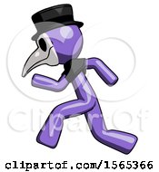 Poster, Art Print Of Purple Plague Doctor Man Running Fast Left