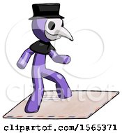 Poster, Art Print Of Purple Plague Doctor Man On Postage Envelope Surfing