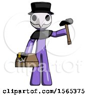 Poster, Art Print Of Purple Plague Doctor Man Holding Tools And Toolchest Ready To Work