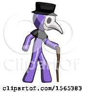 Poster, Art Print Of Purple Plague Doctor Man Walking With Hiking Stick