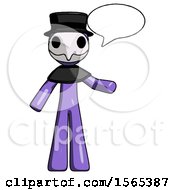 Poster, Art Print Of Purple Plague Doctor Man With Word Bubble Talking Chat Icon