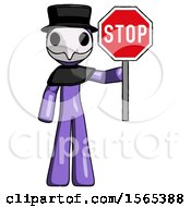 Poster, Art Print Of Purple Plague Doctor Man Holding Stop Sign