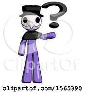 Poster, Art Print Of Purple Plague Doctor Man Holding Question Mark To Right