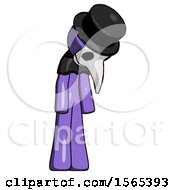 Poster, Art Print Of Purple Plague Doctor Man Depressed With Head Down Turned Right